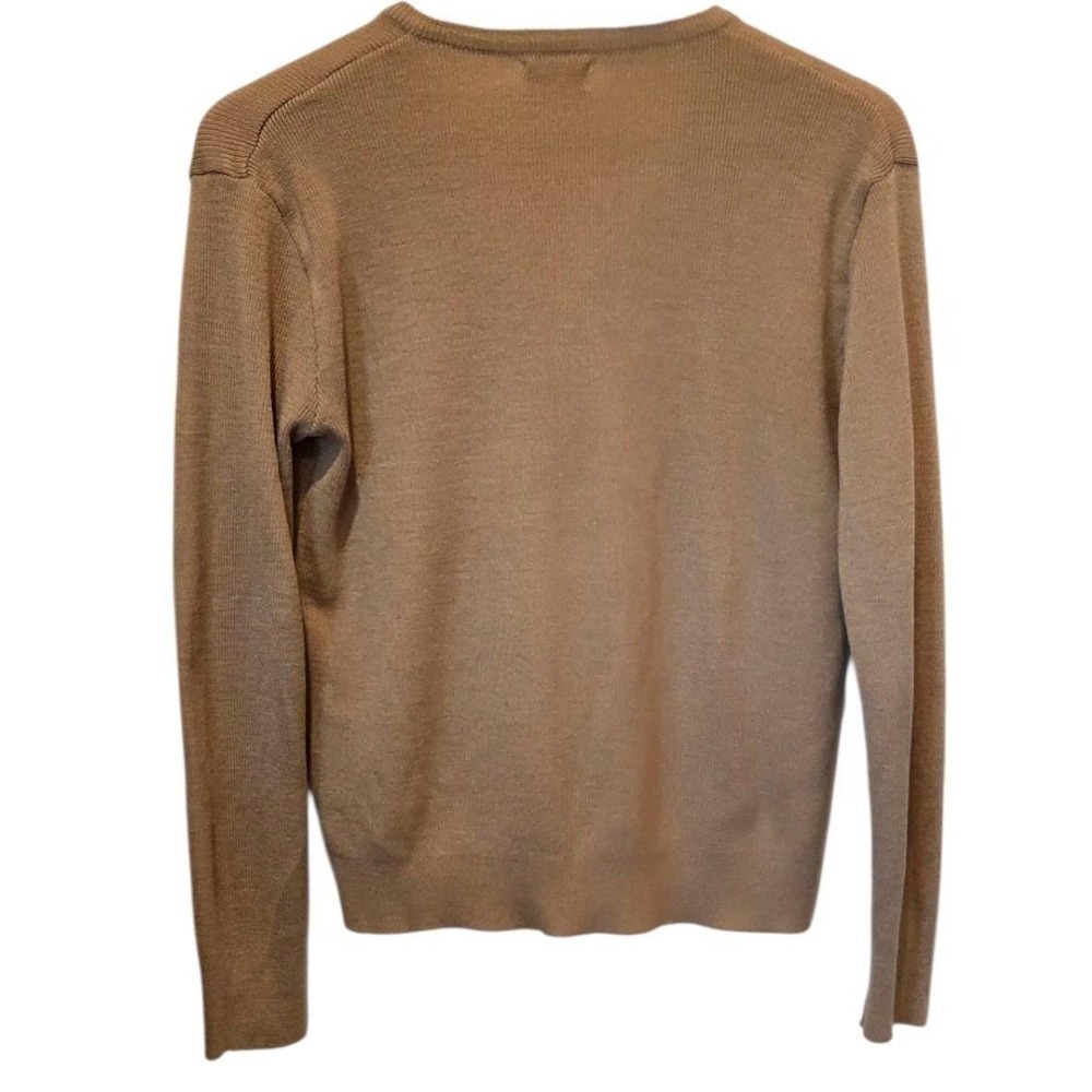 Vintage Women's Tan V Neck Long Sleeve Sweater Cat Kitten Embroidered Graphic - Picture 7 of 8